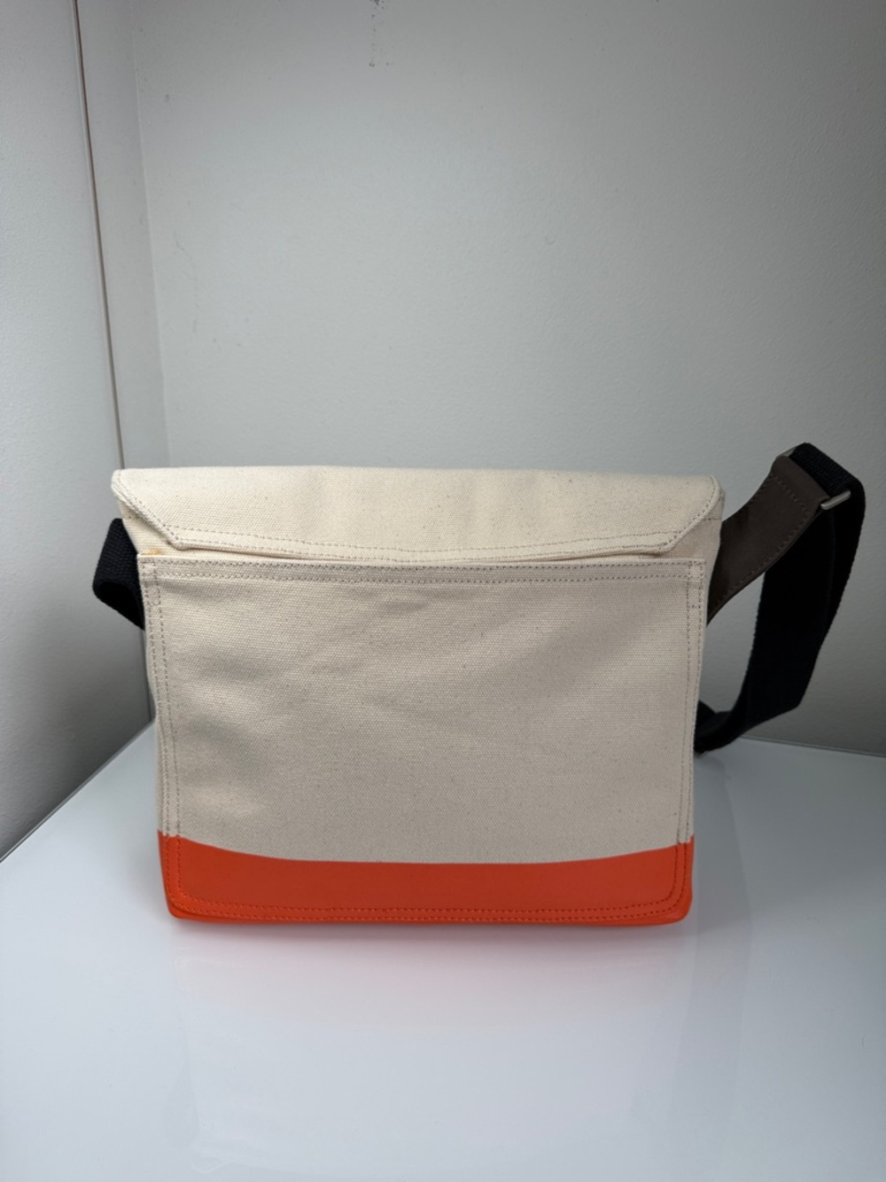 Jack Spade Warren Street Dipped Industrial Canvas Messenger Bag - Orange/Cream - Picture 3 of 5
